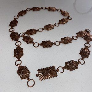 Southwestern Cowgirl Copper Tone CHAIN BELT Vintage 37" Long lightweight